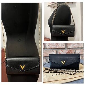 Authentic Louis Vuitton Portefeuille Very Flap Calfskin Black Noir Wallet WOC